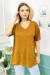 156526 V Yaka Oversize Ince Triko Kumas Tshirt